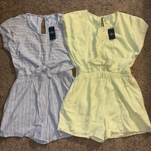 New abercrombie kids Romper with cut out Blue Stripe & lime green 13/14
